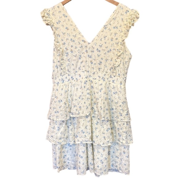 1. State Women's Ivory Eyelet Floral Tiered-Hem Dress Size L - Picture 5 of 9